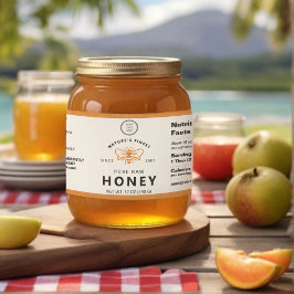 Wit Minimalistisch Bee Honey Jar Wraparound Label Waterfles Etiket