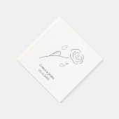 Wit Minimalistisch Bloemenlijn Art Monogram Servet (Hoek)