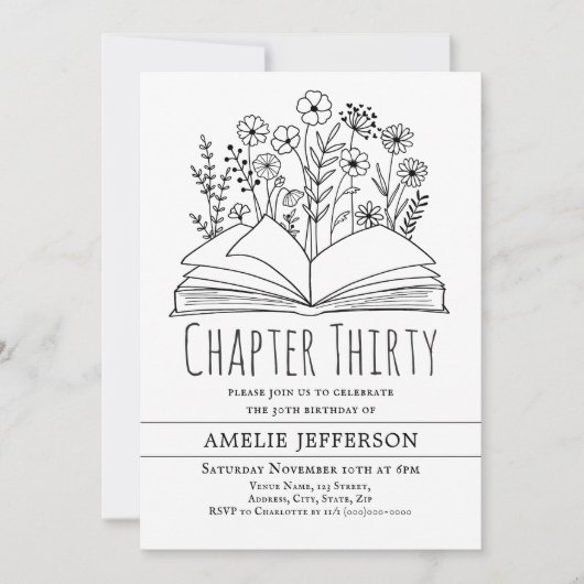 Wit minimalistisch boek 30ste verjaardag kaart (Voorkant)