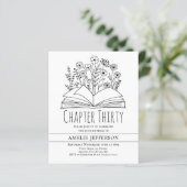 Wit minimalistisch boek 30ste verjaardag uitnodigi (Staand voorkant)