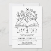 Wit minimalistisch boek 40ste verjaardag kaart (Voorkant)