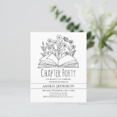 Wit minimalistisch boek 40ste verjaardag uitnodigi (Staand voorkant)