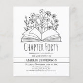 Wit minimalistisch boek 40ste verjaardag uitnodigi (Voorkant)