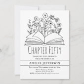 Wit minimalistisch boek 50ste verjaardag kaart (Voorkant)