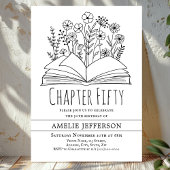 Wit minimalistisch boek 50ste verjaardag kaart