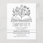 Wit minimalistisch boek 50ste verjaardag uitnodigi (Voorkant)