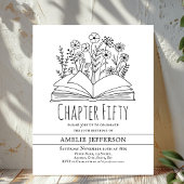 Wit minimalistisch boek 50ste verjaardag uitnodigi