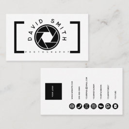 Wit Minimalistisch Camerafotograaf Bedrijfskaart Visitekaartje