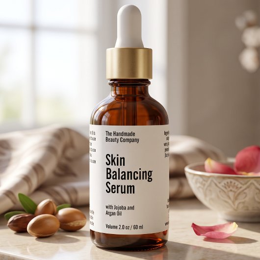 Wit Minimalistisch Cosmetica Druppelfles Etiket