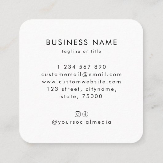 Wit Minimalistisch Custom Logo Professional Compan Vierkante Visitekaartje (Achterkant)