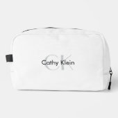 Wit minimalistisch custom monogram toilettasje (Voorkant)
