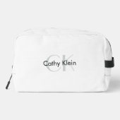 Wit minimalistisch custom monogram toilettasje (Achterkant)