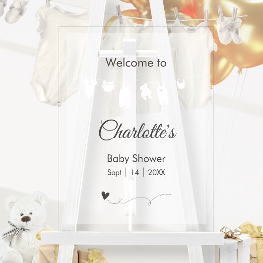 Wit minimalistisch doorschijnend modern Baby showe Acryl Bord