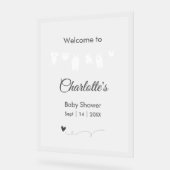 Wit minimalistisch doorschijnend modern Baby showe Acryl Bord (Hoek)