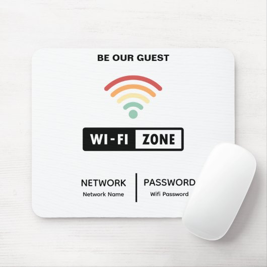 Wit Minimalistisch eenvoudig wifi-wachtwoord Muismat (Met muis)