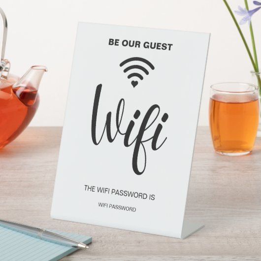 Wit Minimalistisch eenvoudig wifi-wachtwoord Reclamebord Met Voetstuk (Insitu)