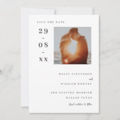 Wit Minimalistisch Eenvoudige Foto Save the Date Kaart (Voorkant)