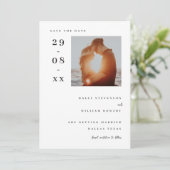 Wit Minimalistisch Eenvoudige Foto Save the Date Kaart (Staand voorkant)