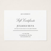Wit Minimalistisch Elegant Beauty Cadeaubon Visitekaartje (Achterkant)