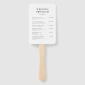Wit Minimalistisch Elegant Huwelijksprogramma Handwaaier (Achterkant)