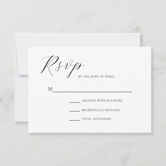 Wit Minimalistisch Elegant Moslim Bruiloft RSVP Ka Kaartje (Achterkant)