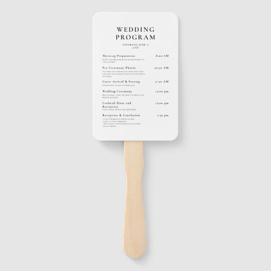 Wit Minimalistisch Elegant Trouwprogramma Handwaaier (Achterkant)