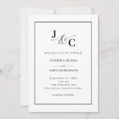 Wit minimalistisch en chique | Zwarte grens bruilo Kaart (Voorkant)