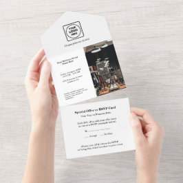 Wit Minimalistisch Evenement | Schoon Modern All-i All In One Uitnodiging
