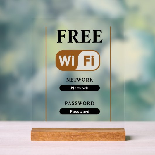 Wit Minimalistisch Gratis WiFi Metaal Acryl Sign Bord (Neutraal)