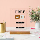 Wit Minimalistisch Gratis WiFi Metaal Acryl Sign Bord (Huwelijk)