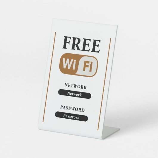 Wit Minimalistisch Gratis Wifi Metaal Reclamebord Met Voetstuk (Voorkant)