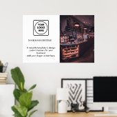 Wit Minimalistisch Logo | Moderne Eenvoudige Merki Poster (Thuiskantoor)