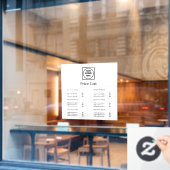 Wit Minimalistisch Logo | Moderne Prijslijst Weerg Raamsticker (Cafe Raam)