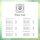 Wit Minimalistisch Logo | Moderne Prijzenlijst Wee Raamsticker (Vel 3)