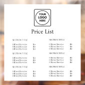 Wit Minimalistisch Logo | Moderne Prijzenlijst Wee Raamsticker (Vel 2)