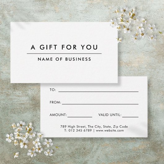 Wit Minimalistisch Modern Cadeau Certificaat Notitiekaartje