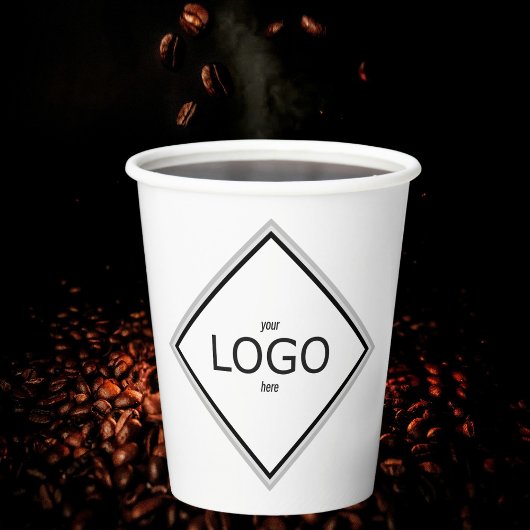 Wit Minimalistisch Modern Diamond Logo Branding Papieren Bekers