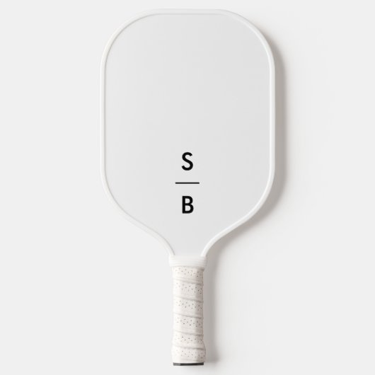 Wit Minimalistisch Modern Monogram Pickleball Paddle (Voorkant)