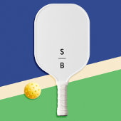 Wit Minimalistisch Modern Monogram Pickleball Paddle