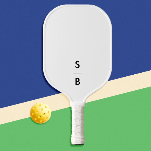 Wit Minimalistisch Modern Monogram Pickleball Paddle