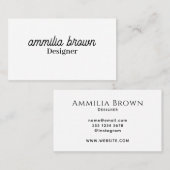 Wit Minimalistisch | Modern Professioneel Handgesc Visitekaartje (Voorkant / Achterkant)