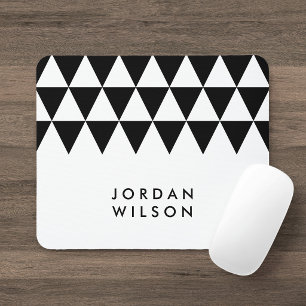 Wit Minimalistisch Modern Zwart Driehoekpatroon Muismat