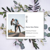 Wit Minimalistisch Monogram Foto Save The Date