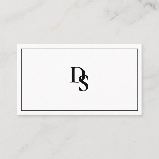 Wit Minimalistisch Professioneel Monogram Visitekaartje (Voorkant)