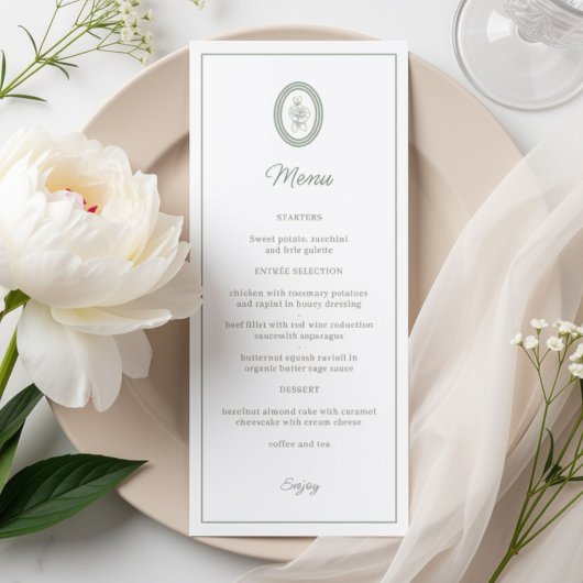 Wit | Minimalistisch schrift bloemige bruiloft Menu