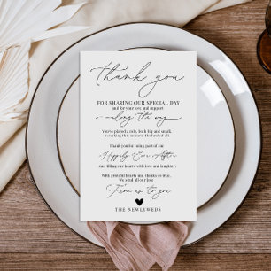 Wit minimalistisch servet Bedankt Opmerking Menu