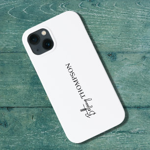 Wit Minimalistisch verticaal script monogram Case-Mate iPhone Case