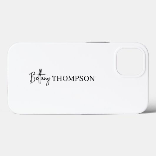 Wit Minimalistisch verticaal script monogram Case-Mate iPhone Case (Achterkant (horizontaal))