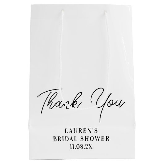 Wit minimalistisch Vrijgezellenfeest dank u Medium Cadeauzakje (Achterkant)