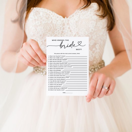 Wit minimalistisch Wie kent de bruid het beste?